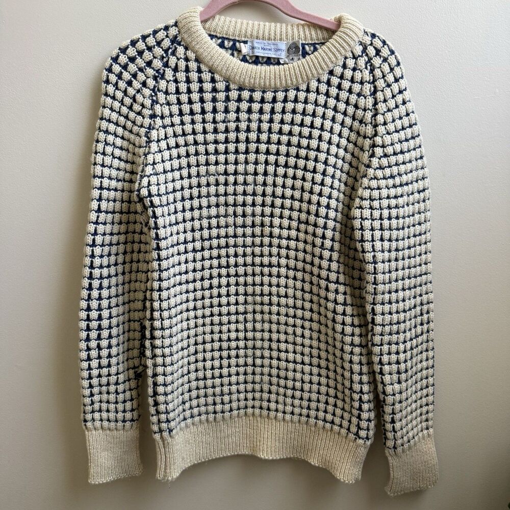 Vintage 1960s 50s Quaker Marine Supply Fisherman Chunky Sweater